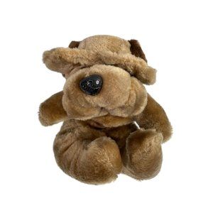 Vintage Plush Puppy Plush Brown Wrinkled Droopy Puppy Dog Stuffed Animal 9"